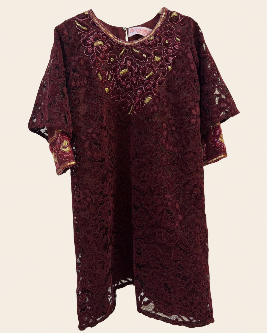 Maroon Velvet Lace Thobe