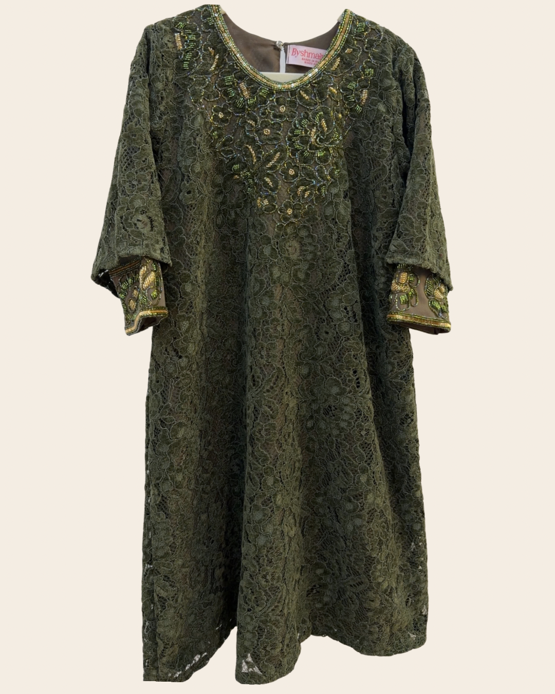 Green Velvet lace thobe