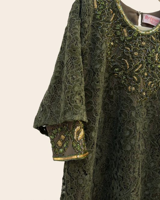 Green Velvet lace thobe