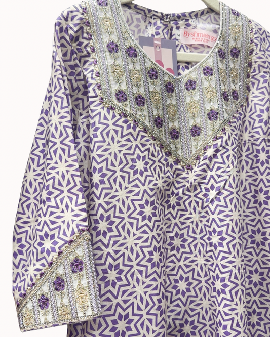 Purple Embroidered Jalabya